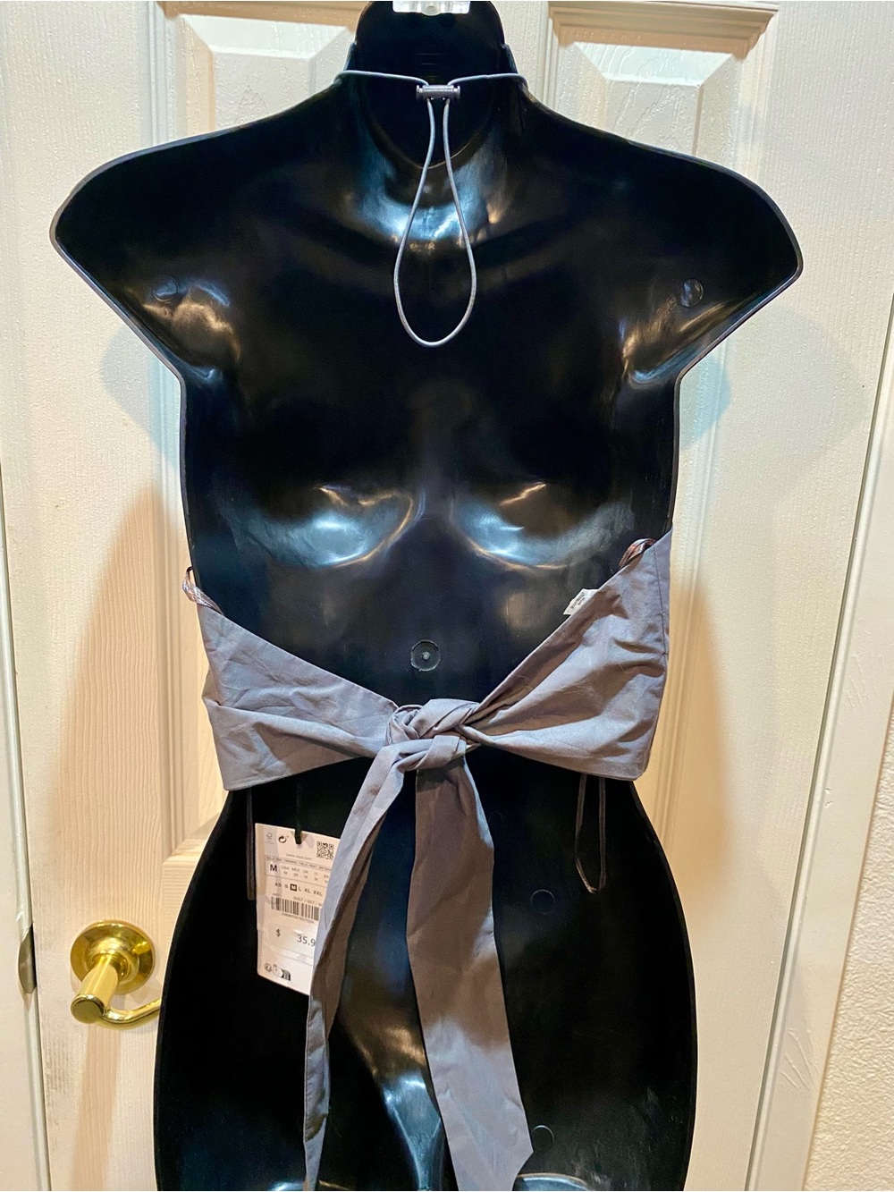 Zara Gray Halter Ruched Crop Top Back Tie Size M NWT - Picture 2 of 3